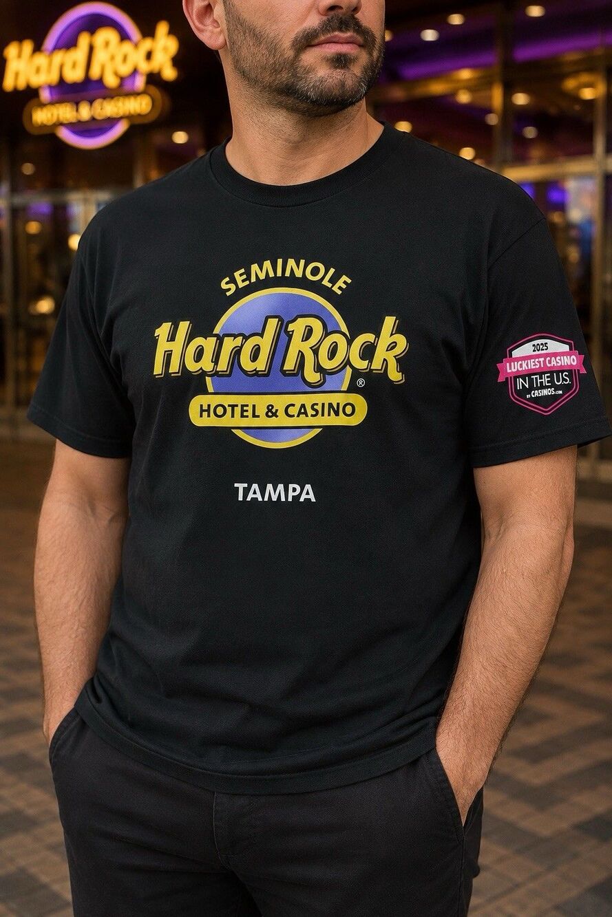 Seminole Hard Rock Hotel Casino Tampa 2025 Luckiest Casino T-Shirt Men’s XL